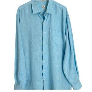 Peter Millar divine pink / coral linen long sleeve shirt. Size Large! Excellent